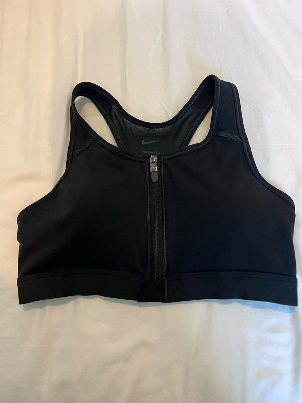 Nike Black Front-Zip Racerback Sports Bra